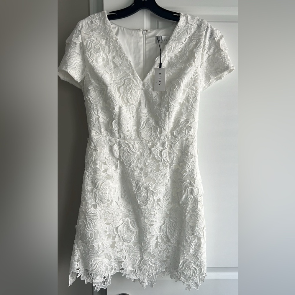 MILLY 3D Atalie White Floral Dress